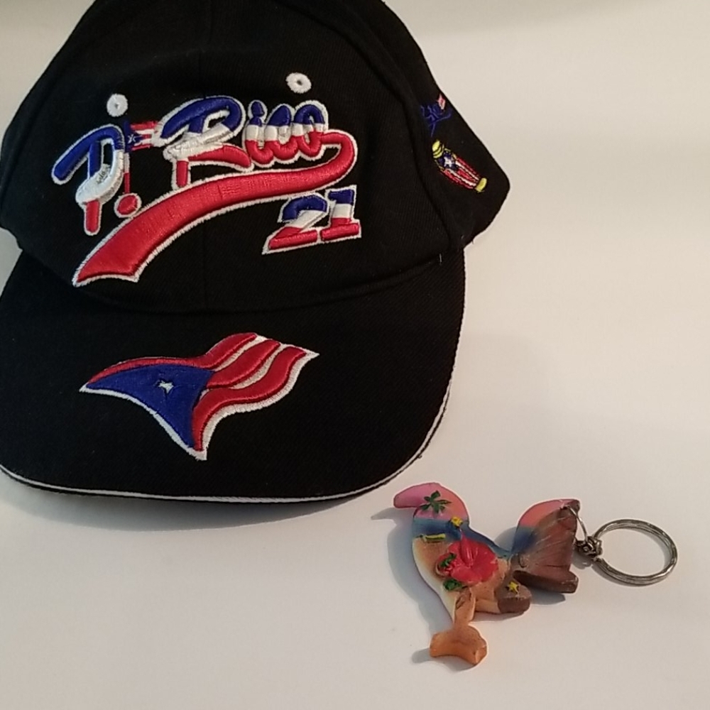 Puerto Rico Base Ball Cap Euc Plus Keychain
